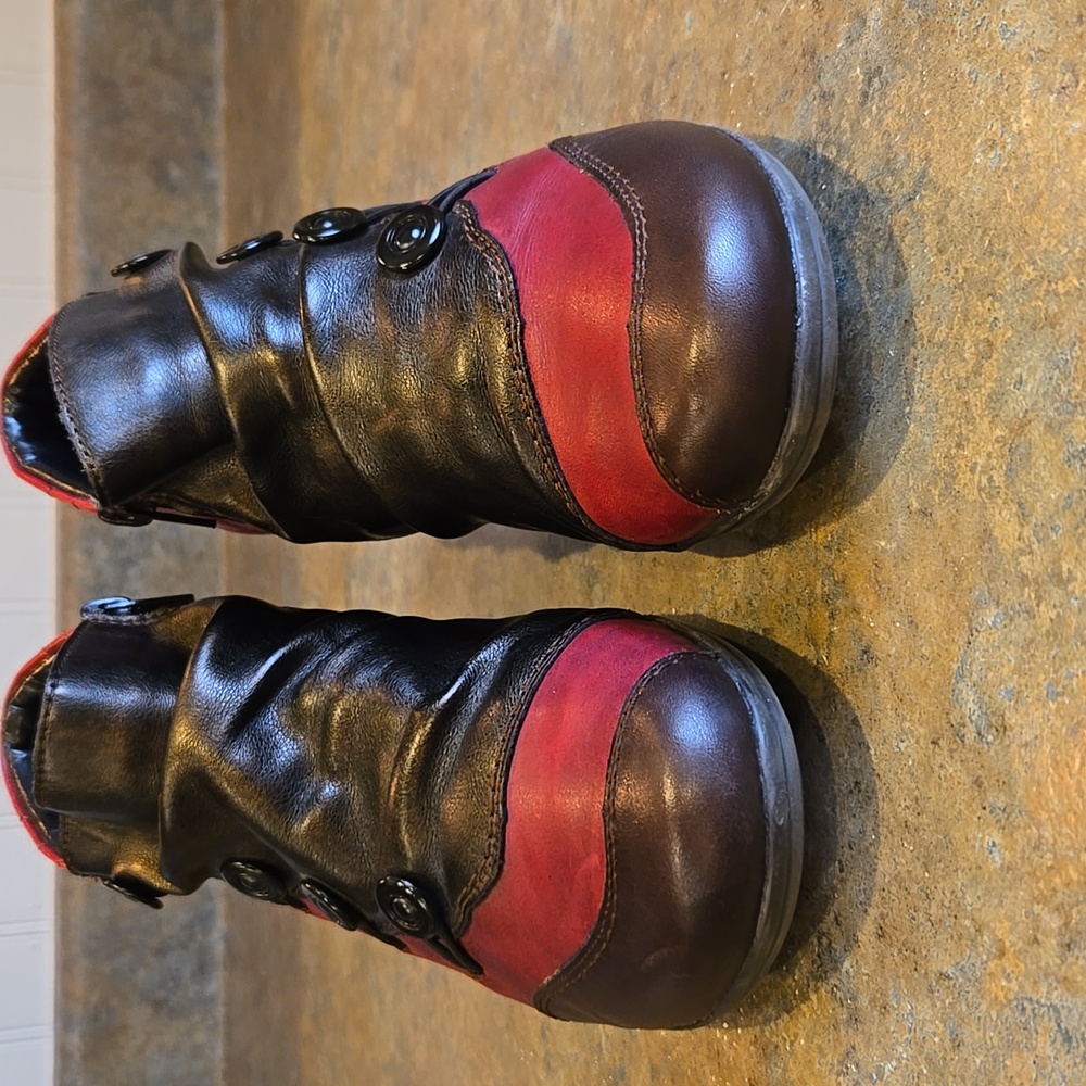 EUC Wms Remonte Burgundy/Brown Ankle Booties Size 39 - Picture 2 of 7